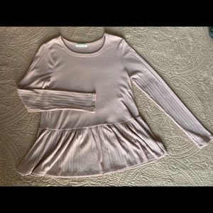 Blush pink long sleeve peplum top